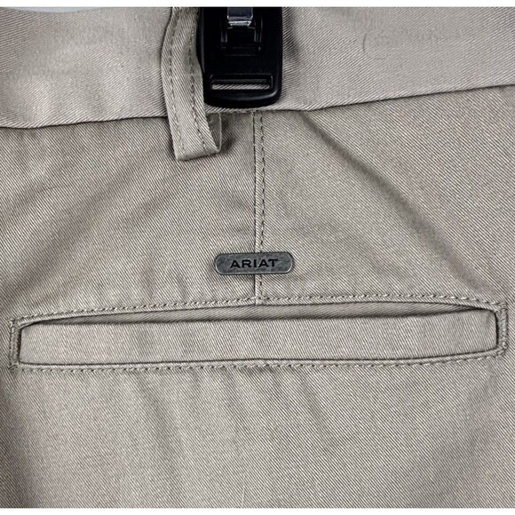 Ariat Performance Khaki Pants Mens 38x30 Beige Tan Straight Zip Pocket - Picture 12 of 13